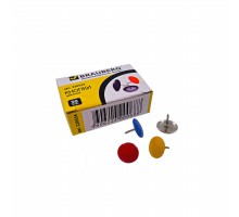 Кнопки канцелярские BRAUBERG металлические цветные (50 шт в упаковке)