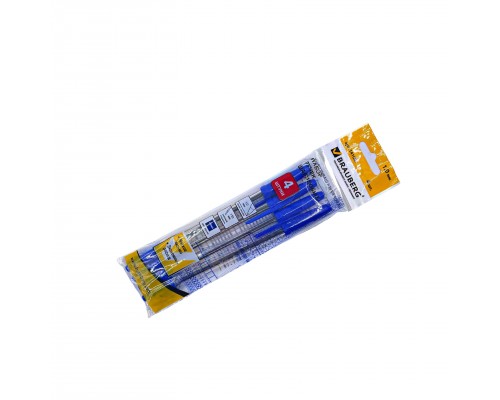 Набор шариковых ручек BRAUBERG "Line" цвет синий (толщина линии 1 мм) (4 шт в упаковке)