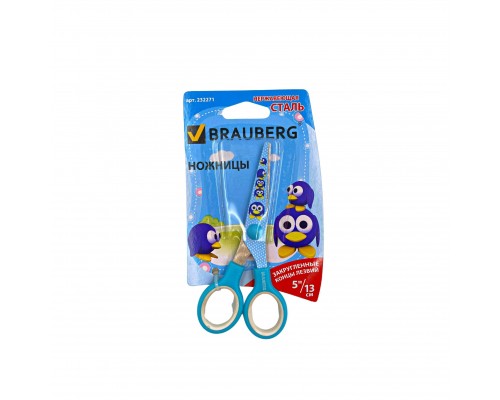 Ножницы BRAUBERG "Kid Series" с цветной печатью "Пингвины" 130 мм