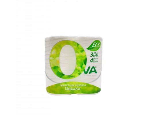Бумага туалетная OVA "DeLuxe ECO" 3-слойная (4 рулона в упаковке)