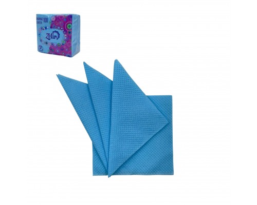 Салфетки бумажные  ZEFIR голубые 24*24 см (90 листов в упаковке)