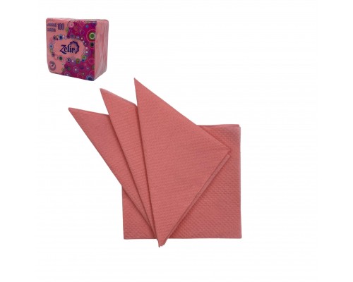 Салфетки бумажные  ZEFIR розовые 24*24 см (90 листов в упаковке)