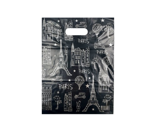 Пакет с прорубной ручкой "Париж серебро" 30*40 см (50 мкм) (упак.50шт)