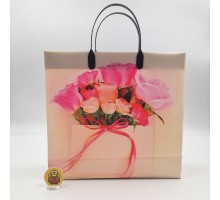 Подарочный пакет "Конвертик с розами" 30*30*14 из мягкого пластика