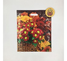 Пакет с прорубной ручкой "Бордовые цветы" 45*38 см (60 мкм) (упак.50шт)