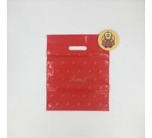 Пакет с прорубной ручкой "Подарочный красный" 30*40+3 см (90 мкм) (упак.50шт)