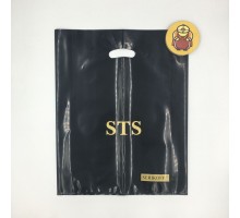 Пакет с прорубной ручкой "СТС черный" 40+10*50 см (160 мкм)