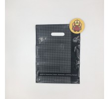 Пакет с прорубной ручкой "Соты черные" 30*40+3 см (90 мкм) (упак.50шт)
