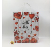 Подарочный пакет "Дарите любовь" 40*30*14 из мягкого пластика