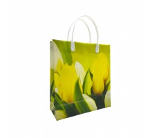 Подарочный пакет "Желтые тюльпаны" 23х26+10 из мягкого пластика