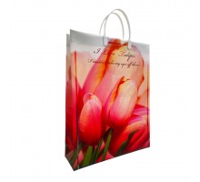Подарочный пакет "Я люблю тюльпаны" 32*40+10 из мягкого пластика