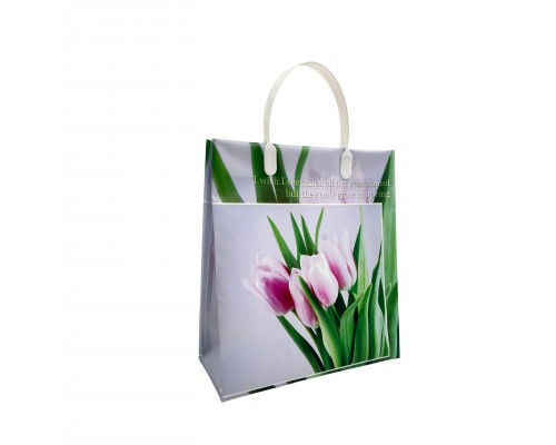 Подарочный пакет "Цветы весны" 23х26+10 из мягкого пластика