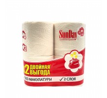 Бумага туалетная SunDay  2- слойная (4 рулона в упаковке)