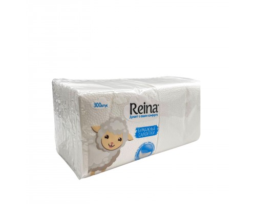Салфетки REINA  Белые 1-слой 24*24 (300 листов в упаковке)