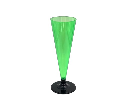 Фужер Флюте для шампанского с черной ножкой Зеленые 180мл (упак.6шт)