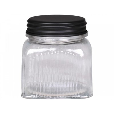 Банка квадратная с рельефом и эмбоссингом PREMIUM 0.6л черный (Б4403) 1/12