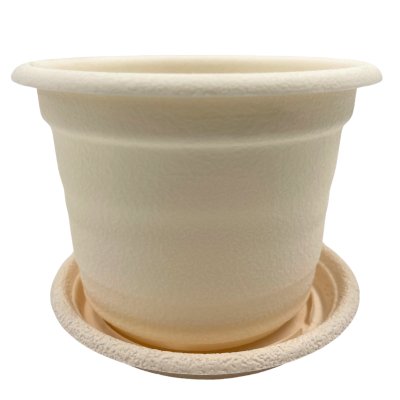 Цветочный горшок с поддоном Ксения 0,25л кремовый (Полесье)/1/108