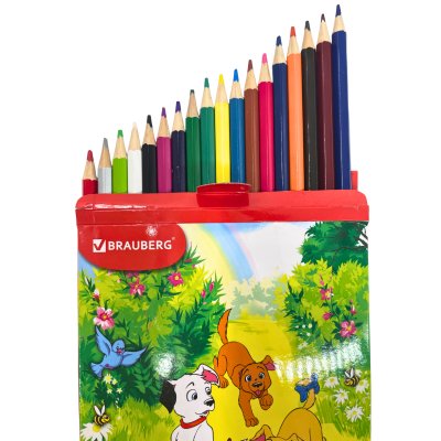 Карандаши цветные BRAUBERG "My lovely dogs", 18 цв.(180546)/8/160