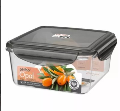 Контейнер для продуктов герметичный Opal квадратный 1,15Л Черный (Б7213) 1/12