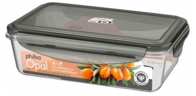 Контейнер для продуктов герметичный Opal прямоугольный 1Л Черный (Б6813) 1/12