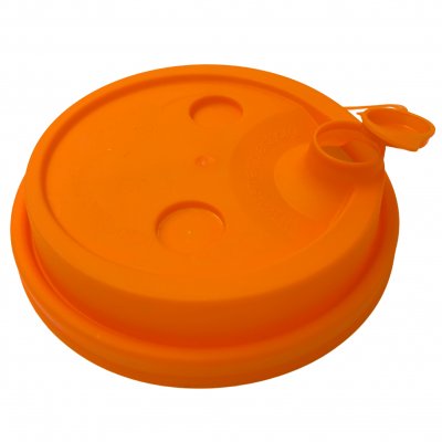Крышка одноразовая пластиковая ОРАНЖЕВАЯ с питейником D=90mm 50(10 шт для АТТ)/1000