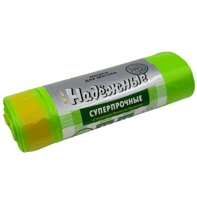 Мусорные пакеты 50*60(35л)ПВД с завязками Ромашка ФИСТАШКОВЫЙ(15шт/рул)/1/30