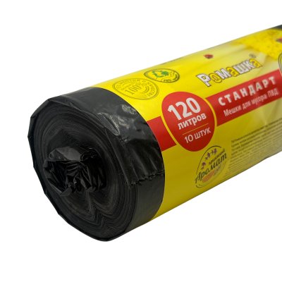 Мусорные пакеты 70*110(120л)рул/(10шт)/30 мкм Ромашка Стандарт/1/17