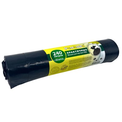 Мусорные пакеты 90*140(240л)рул/(10шт)/ 45мкм Ромашка Практичные /1/12