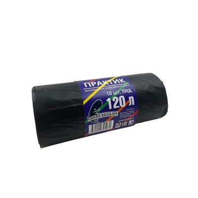 Мусорные пакеты ПРАКТИК ПНД 120л 70*110(30мкм)(10шт) черные(Технопак)/20