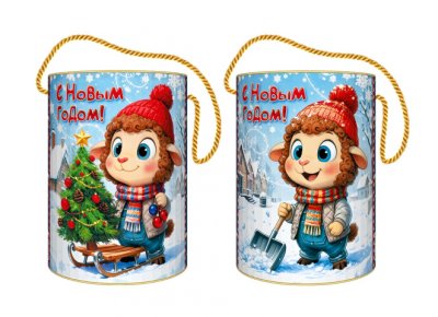 Новогодний тубус 0,7кг "Сюрприз" 12*16,5 см для конфет и подарков 1/30
