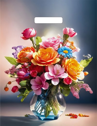 Пакет Цветочный коктейль с прорубной ручкой 31*40см(60мкм) (Артпласт)/50/1000