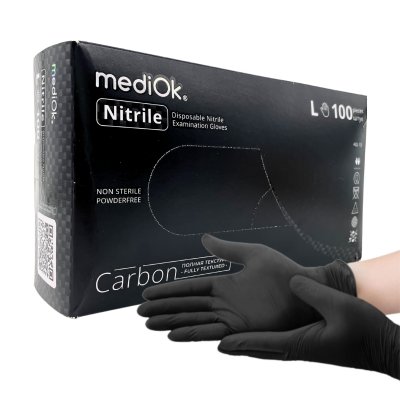 Перчатки нитриловые неопудренные черные L(100шт)/1/*10