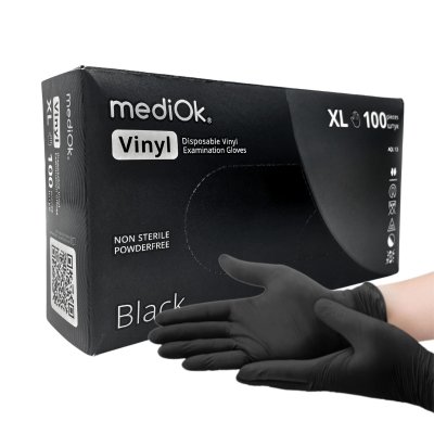 Перчатки нитриловые неопудренные черные XL(100шт)/1/*10