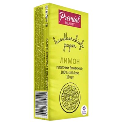 Платочки бумажные PREMIAL трехслойные "Лимон"/6/240