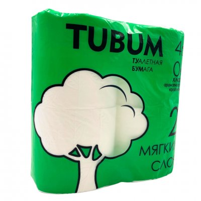 Туалетная бумага 2 слоя TUBUM Белая 4шт/16