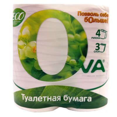 Туалетная бумага 3 слоя OVA 4шт/24