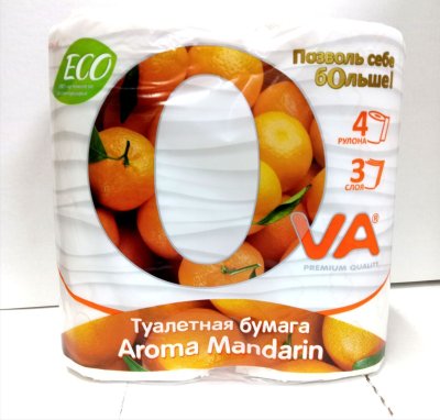 Туалетная бумага 3 слоя OVA Мандарин 4шт/12