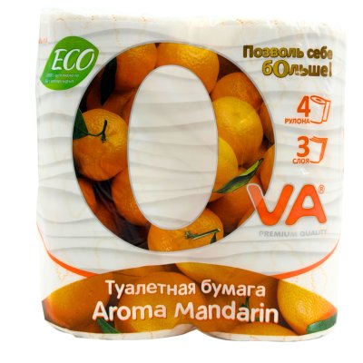 Туалетная бумага 3 слоя OVA Мандарин 4шт/12
