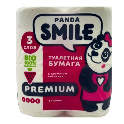 Туалетная бумага 3 слоя SMILE AROMA Клубника  4шт/12