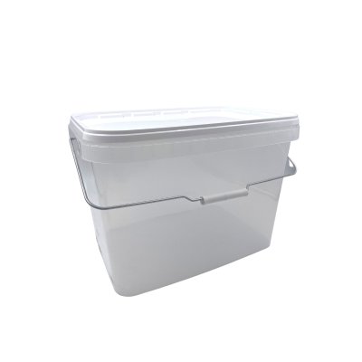 Ведро одноразовое пластиковое 20 л ПРОЗРАЧНОЕ пищевое квадратное с крышкой 388*283мм/15/60