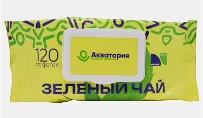 Влажные салфетки Акватория 120 шт с клапаном Зеленый чай/1/16