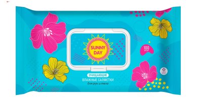 Влажные салфетки с клапаном очищающие SUNNY DAY 100шт./8
