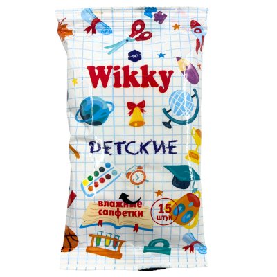 Влажные салфетки Wikky 15шт  Детские алоэ зеленый чай 1/135