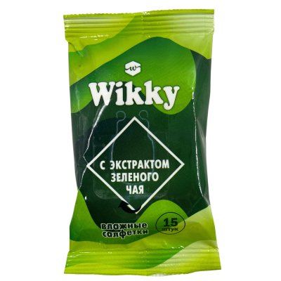 Влажные салфетки Wikky 15шт С экстрактом зеленого чая 1/135